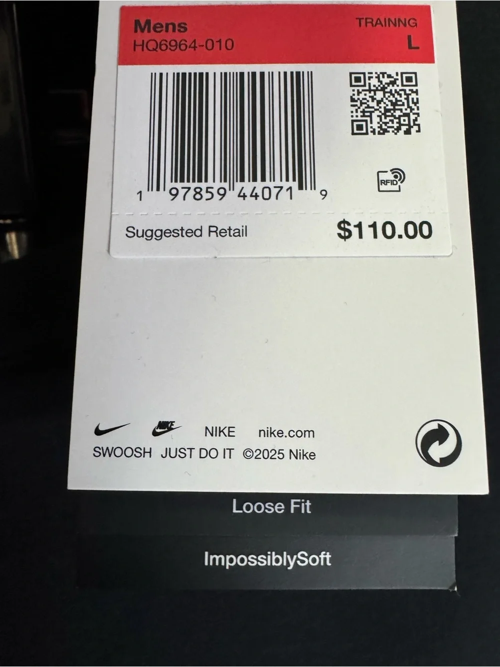 Nike Men’s Black Impossibly Soft Sweatshirt